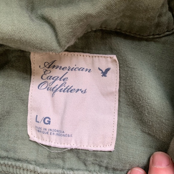 AE Army Green Gauze Button-down Top - Picture 7 of 10